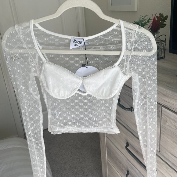 Princess Polly Clapton Long Sleeve Top White, Size 2 - Picture 4 of 5